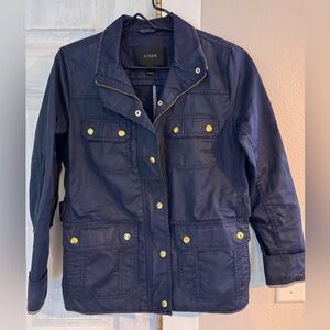 EUC Women’s J. Crew Waxed Cotton Structured Utility Navy Jacket